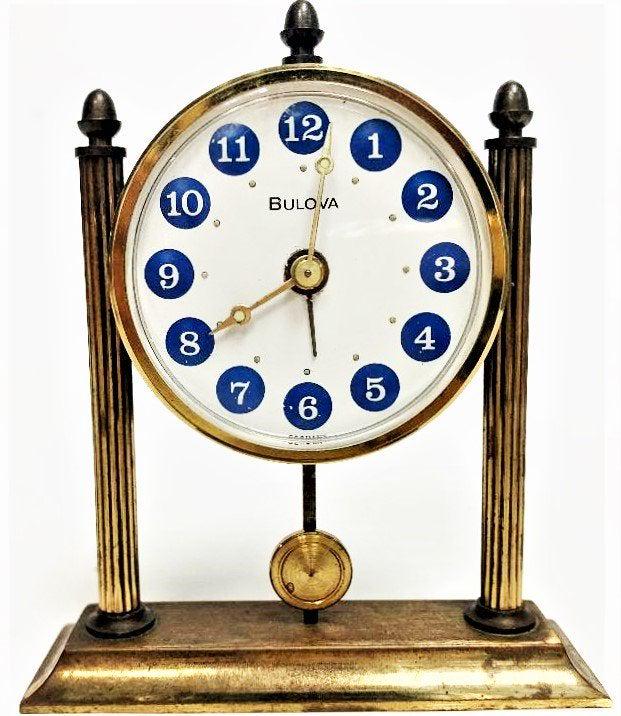 Vintage Elegant Cobalt Blue Table Clock by Bulova (1 of 4)