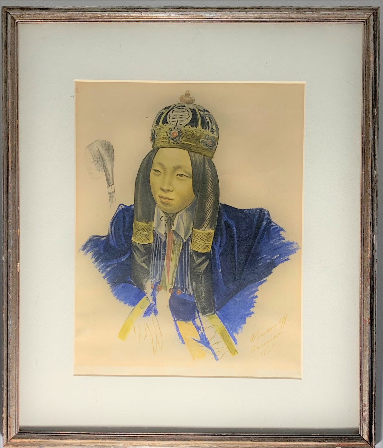 ANTIQUE CHINESE WATERCOLOR  SIGNED ILEGIBLE (1 of 3)