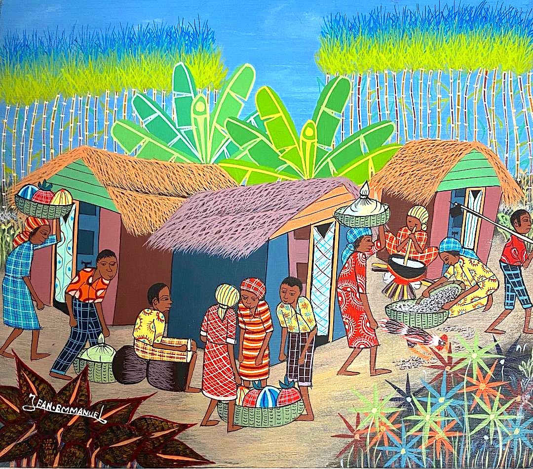 Jean Emmanuel Haitian Art Signed and title: Jean Emmanuel Haitian Art Signed and title acrilyc on masonite measures 8x7 inches