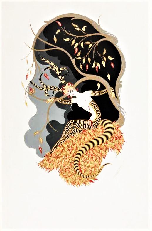 Signed Erte Autumn Seasons Romain De Tirtoff Serigraph: Signed Erte Autumn Seasons Romain De Tirtoff Serigraph Mirage Edition Print 1979 measures Size - 24" x 16.5"