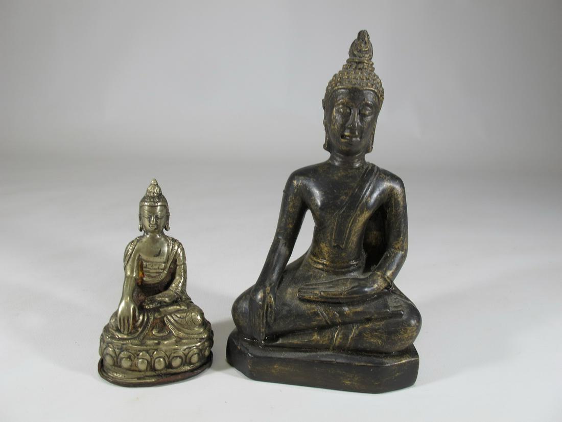 2 Vintage Tibetan bronze sculptures: 2 Vintage Tibetan bronze sculptures. 5 5/8” H x 3 1/4” W x 1 7/8” D and 3” H x 1 7/8” W x 1 1/2” D