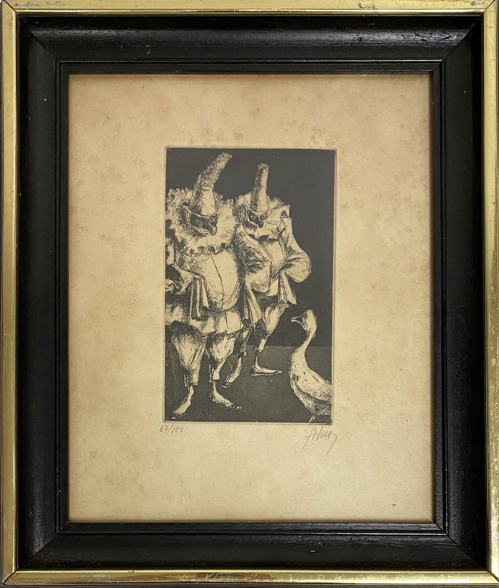 Antique etching / engraving / aquqtint Signed (1 of 3)