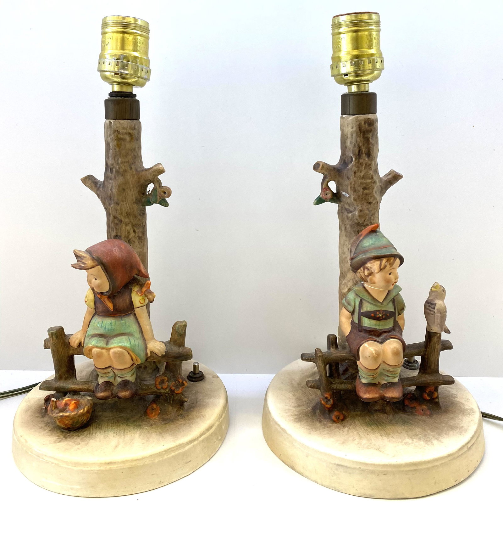 Pair of fine Porcelain M.I. Hummel figurine lamp bases (1 of 5)