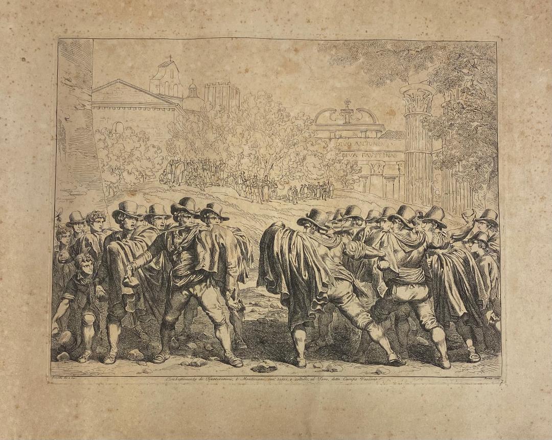 Bartolomeo Pinelli[Italian Painter, 1781-1835] Antique: Bartolomeo Pinelli[Italian Painter, 1781-1835] Antique engraving from the History of the Roman Empire by Bartolomeo Pinelli. The plate marks measure 16 3/4" x 12 inches