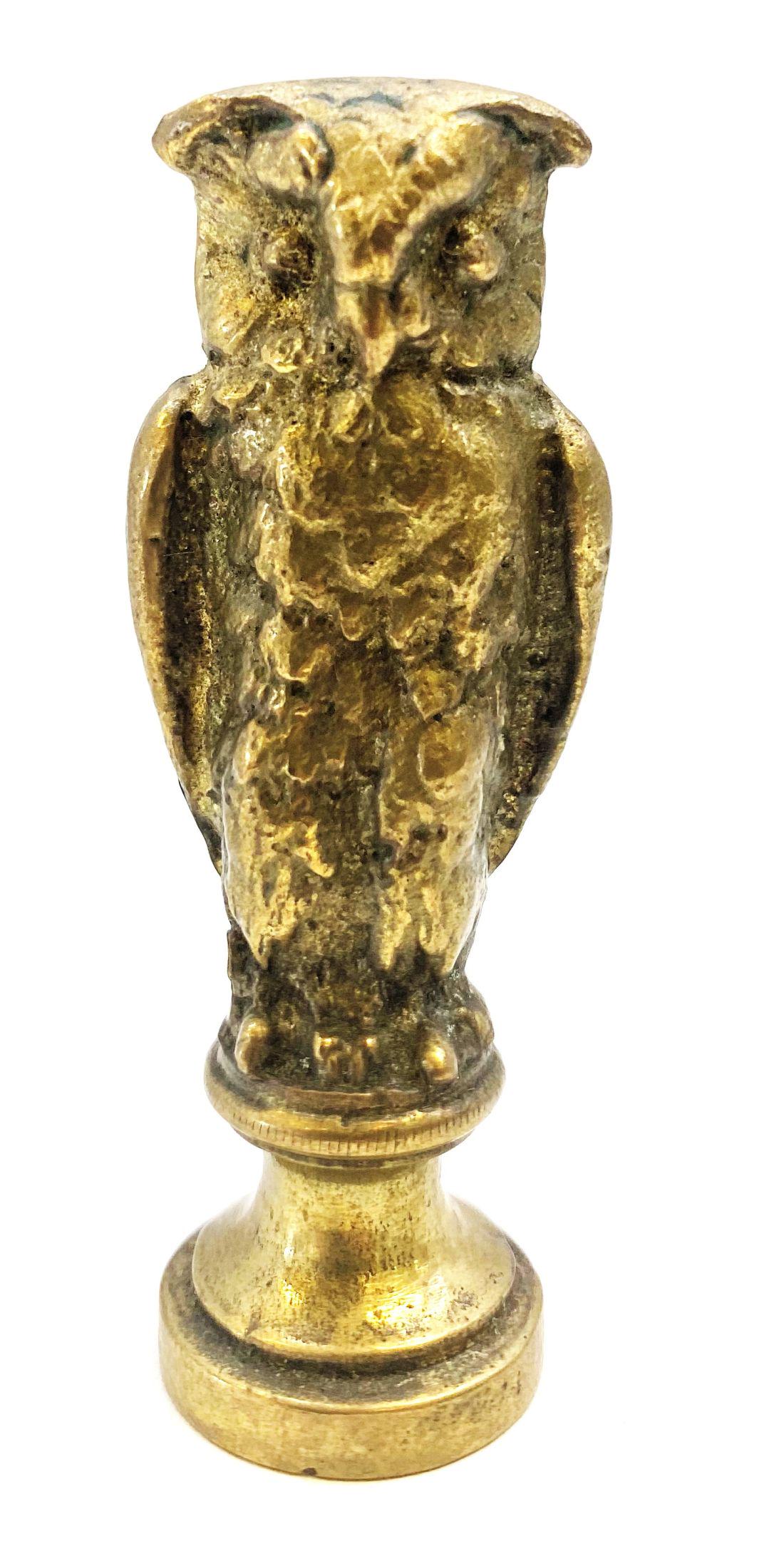 Antique French Gilt Bronze Owl Wax Seal Desk Stamp (1 of 3)