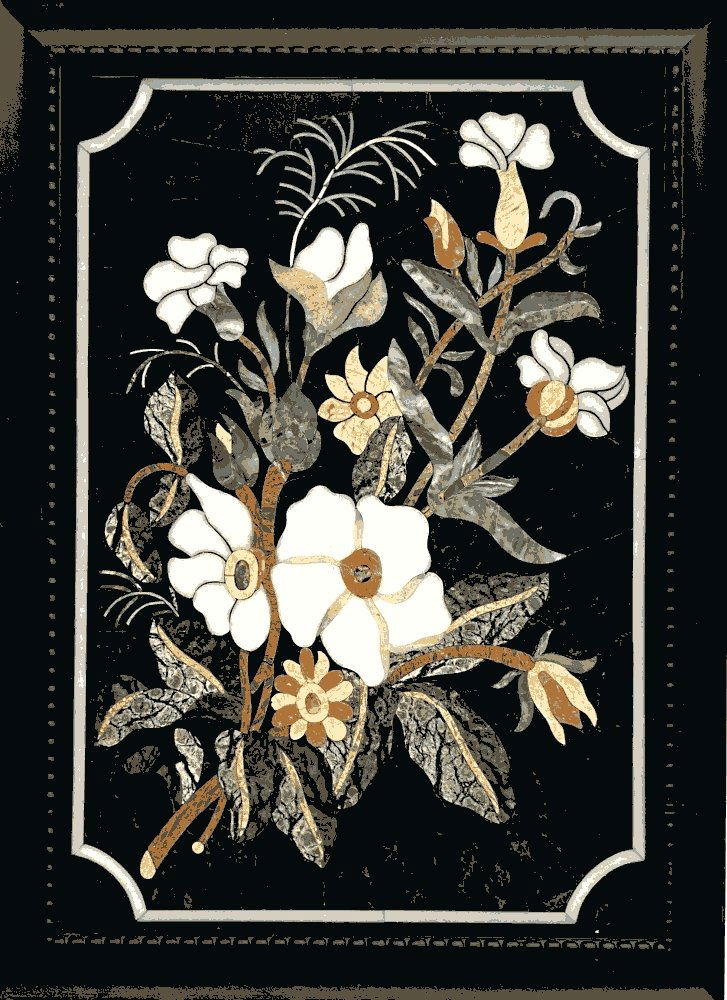 ANTIQUE ITALIAN PIETRA DURA FLOWER MARBLE INLAY PLAQUE (1 of 2)