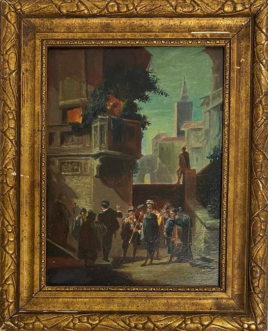 Johann Mongels Culverhouse (1820/25 - 1891/95) Oil /: Johann Mongels Culverhouse (1820/25 - 1891/95) Oil / Panel Signed 9 " x 6.5 " inches