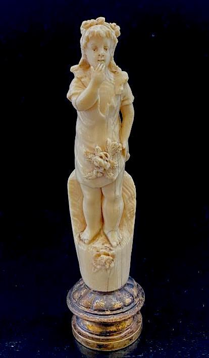 antique 19th sterling silver ,hand carved little girl (1 of 3)