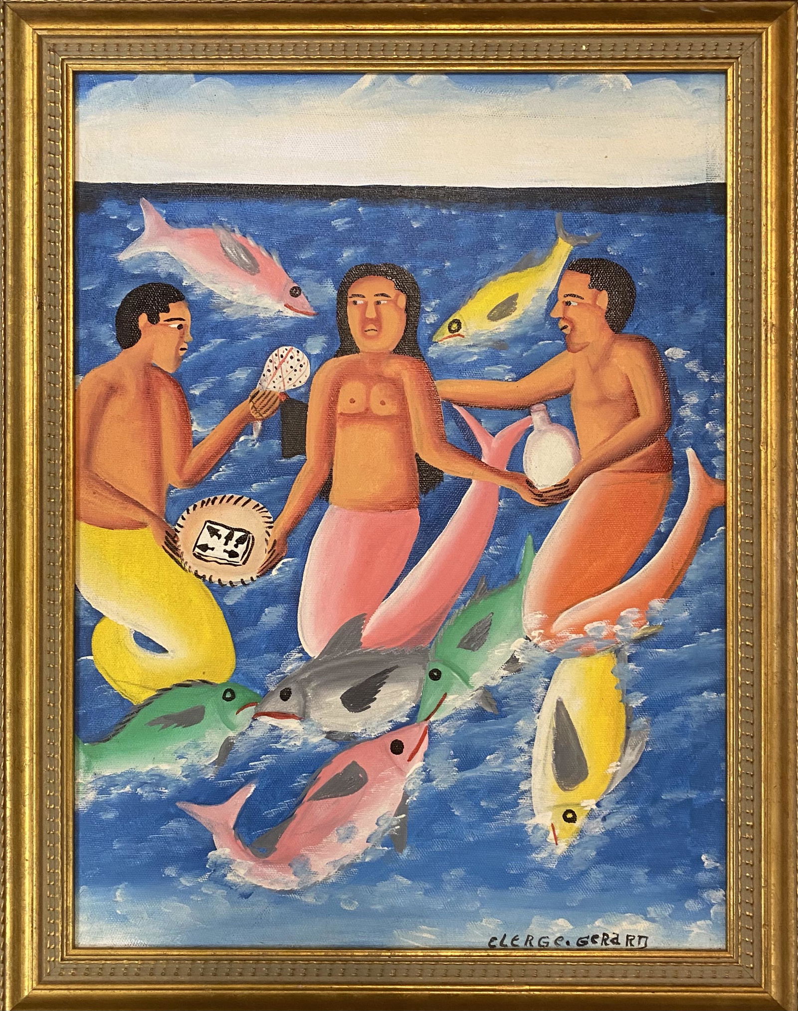 Vintage Haitian painting signed (1 of 3)