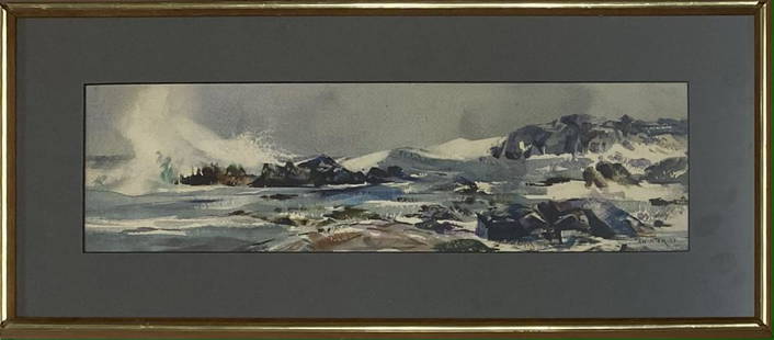 Andrew George Winter (1893 - 1958) American: Andrew George Winter (1893 - 1958) American ,Watercolor / Paper ,Signed and Dated 1937 ,measures 20" x 5"