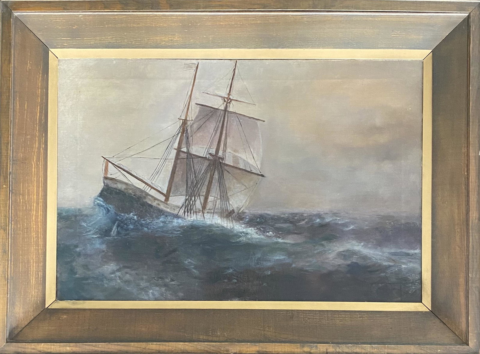 Montague J. Dawson (1890 - 1973) "Caught in Storn": Montague J. Dawson (1890 - 1973) Oil / Canvas, Signed Lower Left ,measures 20" x 30"