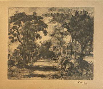 1919 Pierre Auguste Renoir Engraving"Morning in the Park: 1919 Pierre Auguste RENOIR Engraving"Morning in the Park ,Signed ,measures 7 3/4 x 9 3/8 inches. ,framed 15 x10 1/2