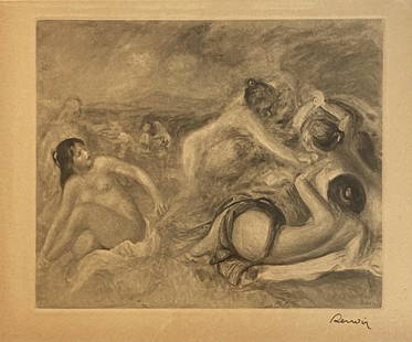 1919 Pierre Auguste Renoir Engraving "The Bathers": 1919 Pierre Auguste Renoir Engraving "The Bathers" Signed ,measures 7 3/4 x 9 3/8 inches. ,framed 15 x10 1/2