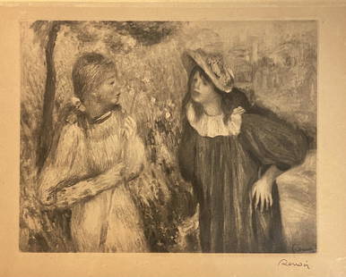 1919 Pierre Auguste Renoir Engraving,Signed: 1919 Pierre Auguste Renoir Engraving , Signed ,measures 7 3/4 x 9 3/8 inches. ,framed 15 x10 1/2