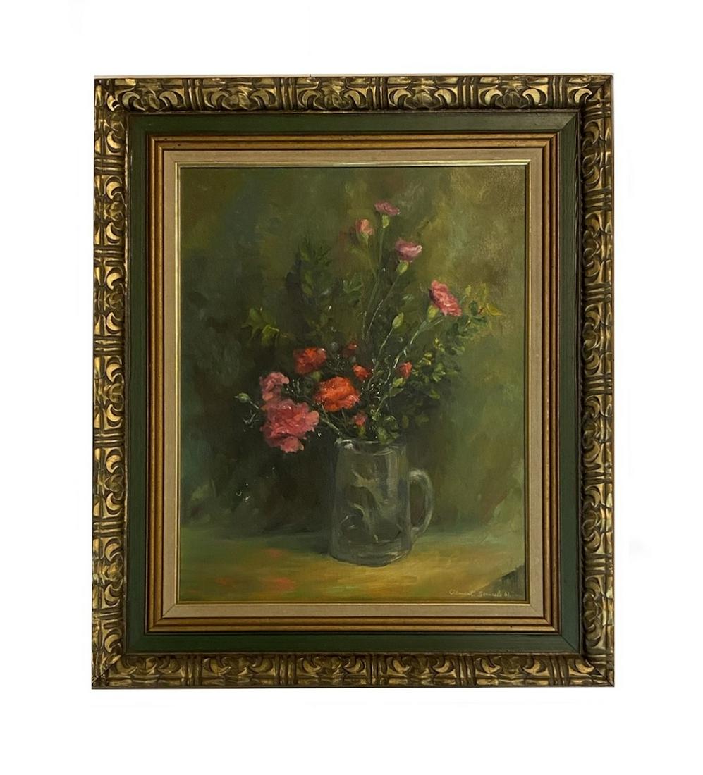 Clement Edmond Theodore Marie Serneels (1912 - 1991) Belgium, South Africa: Clement Edmond Theodore Marie Serneels (1912 - 1991) Belgium, South Africa â€œStill life with a vase of flowers" Oil / Canvas ,Signed and Dated ,measures 19 1/2 x 15 1/2 inches