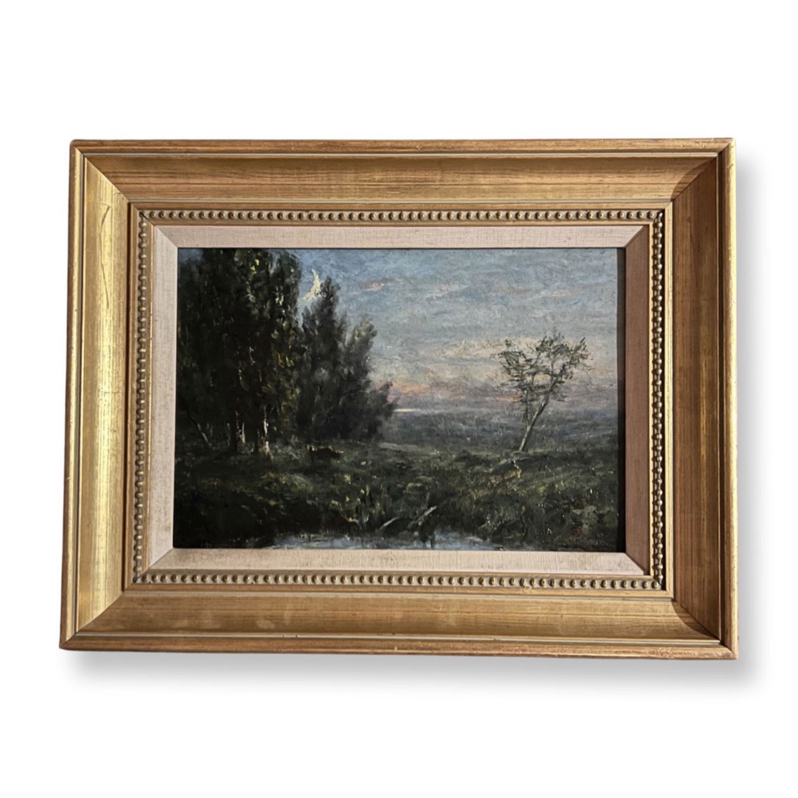 David Johnson (1827 - 1908) American: David Johnson (1827 - 1908) Oil on wood panel, Signed Monogram , measures 9 " x 13" , c/framed 14" x 19"