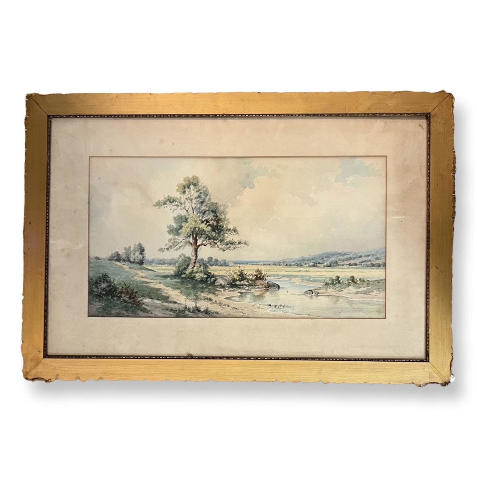 Arthur Parton (1842 - 1914) American: Arthur Parton (1842 - 1914) Watercolor on paper, Watercolor on Paper , Signed , measures 12" x 21.5 " , c/framed 21.5 " x 31"