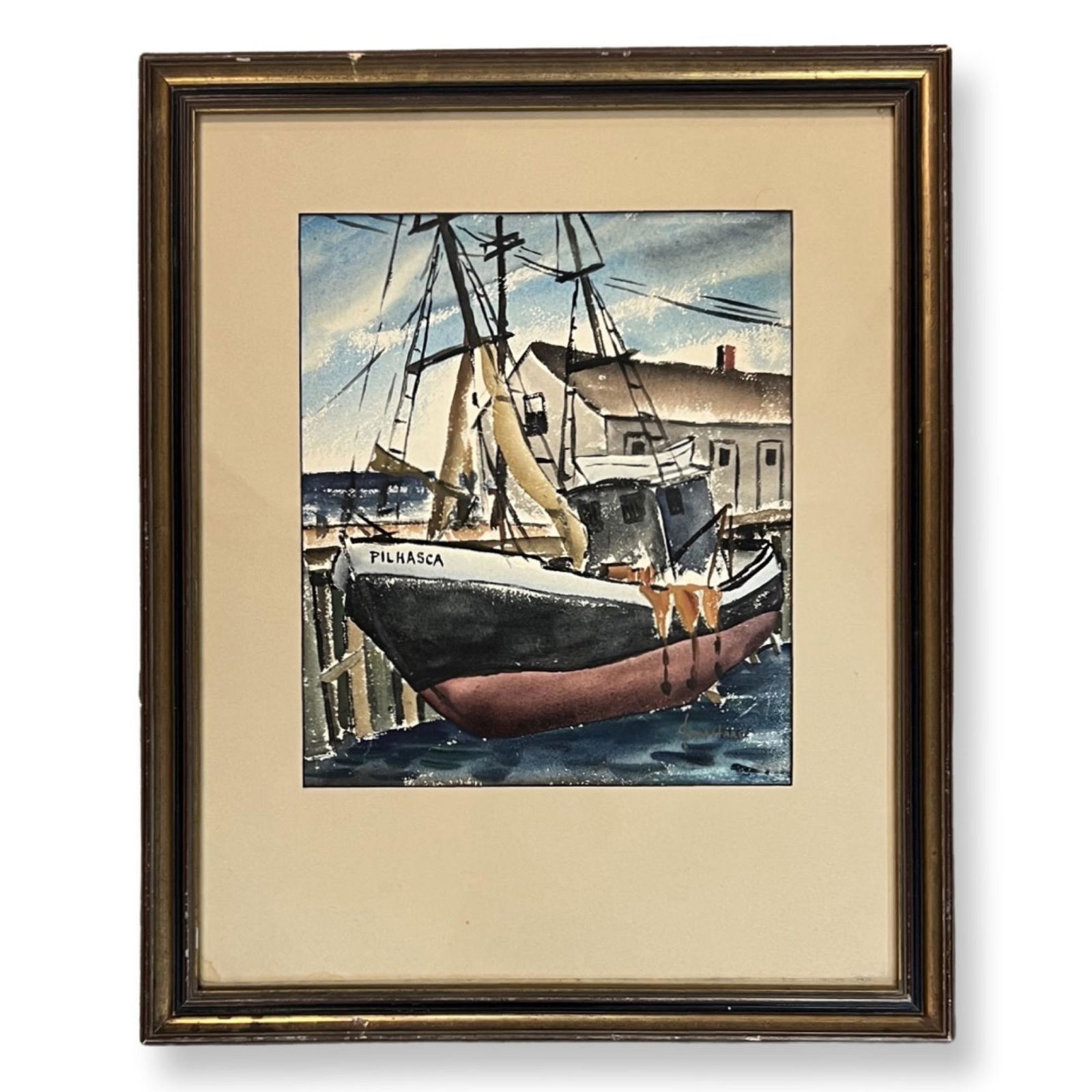 John Cuthbert Hare (1908 - 1978) American( Harbor Scene): John Cuthbert Hare (1908 - 1978) Watercolor on paper , Signed ,measures 11" x 13"