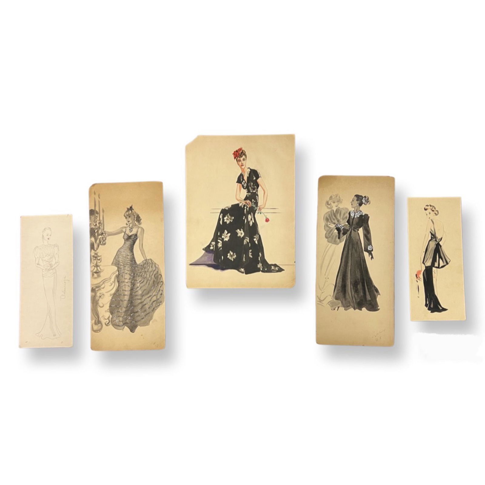 Vintage Original Fashion Sketch ,Various Designer (1 of 6)