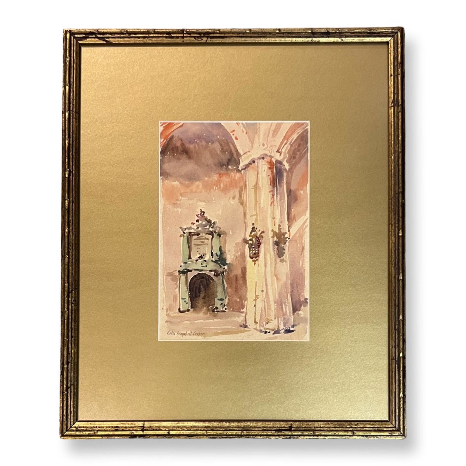 Colin Campbell Cooper (1856 - 1937) American: Colin Campbell Cooper (1856 - 1937) Sketch of Cathedral Watercolor and gouache on paper , Signed , measures , 9.5" x 6.5"