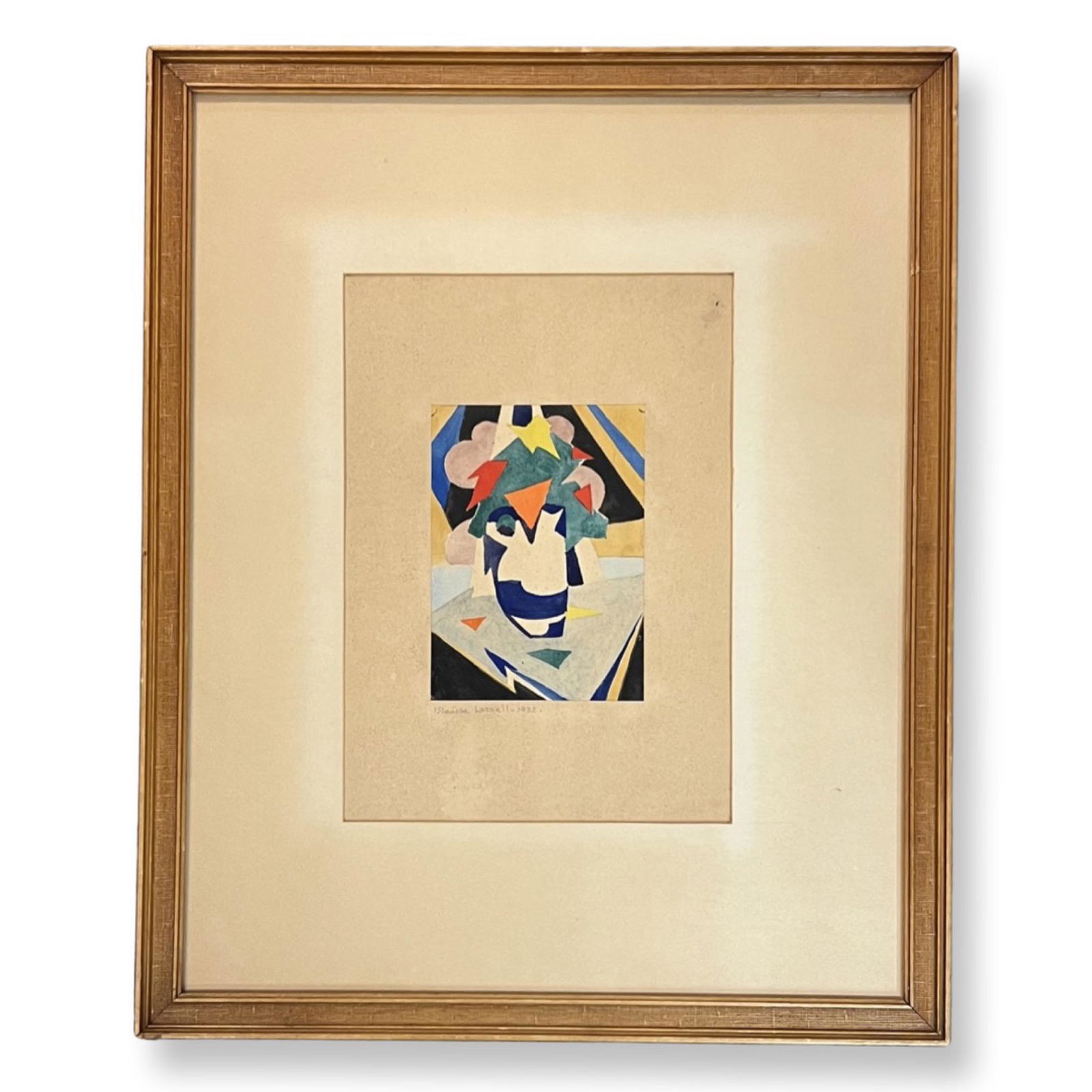 Blanche (Nettie Blanche) Lazzell (1878 - 1956) "Still Life ": Blanche (Nettie Blanche) Lazzell (1878 - 1956) ,Watercolor and gouache on heavy cream wove paper , Signed in pencil , measures 6.5" x 4" , w/frame