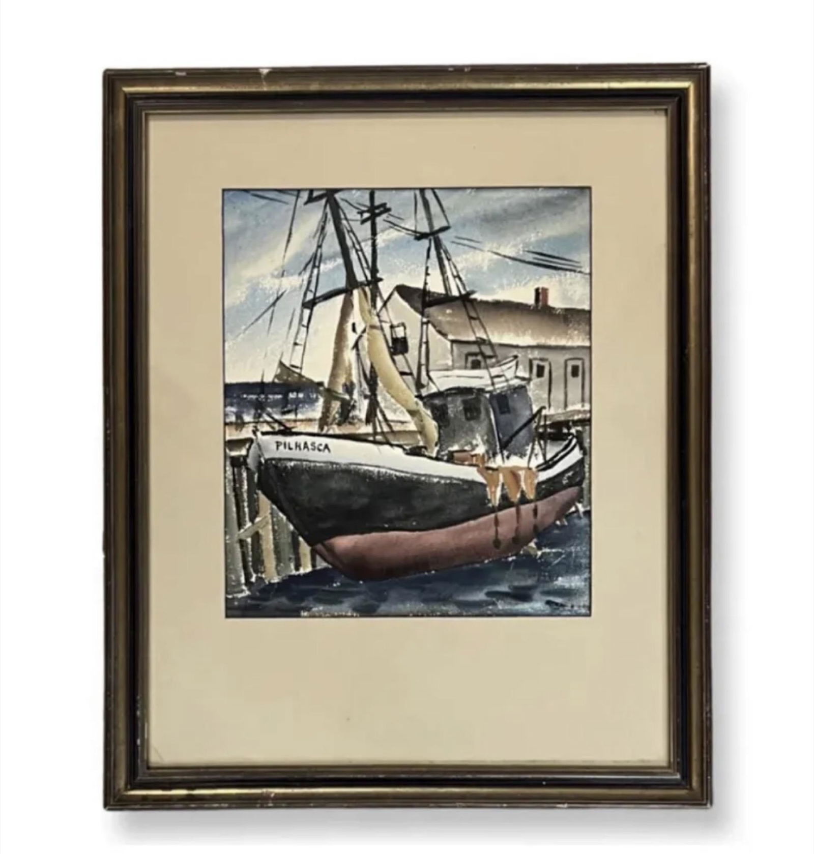 John Cuthbert Hare (1908 - 1978) American( Harbor Scene): John Cuthbert Hare (1908 - 1978) American( Harbor Scene) John Cuthbert Hare (1908 - 1978) Watercolor on paper , Signed ,measures 11" x 13"