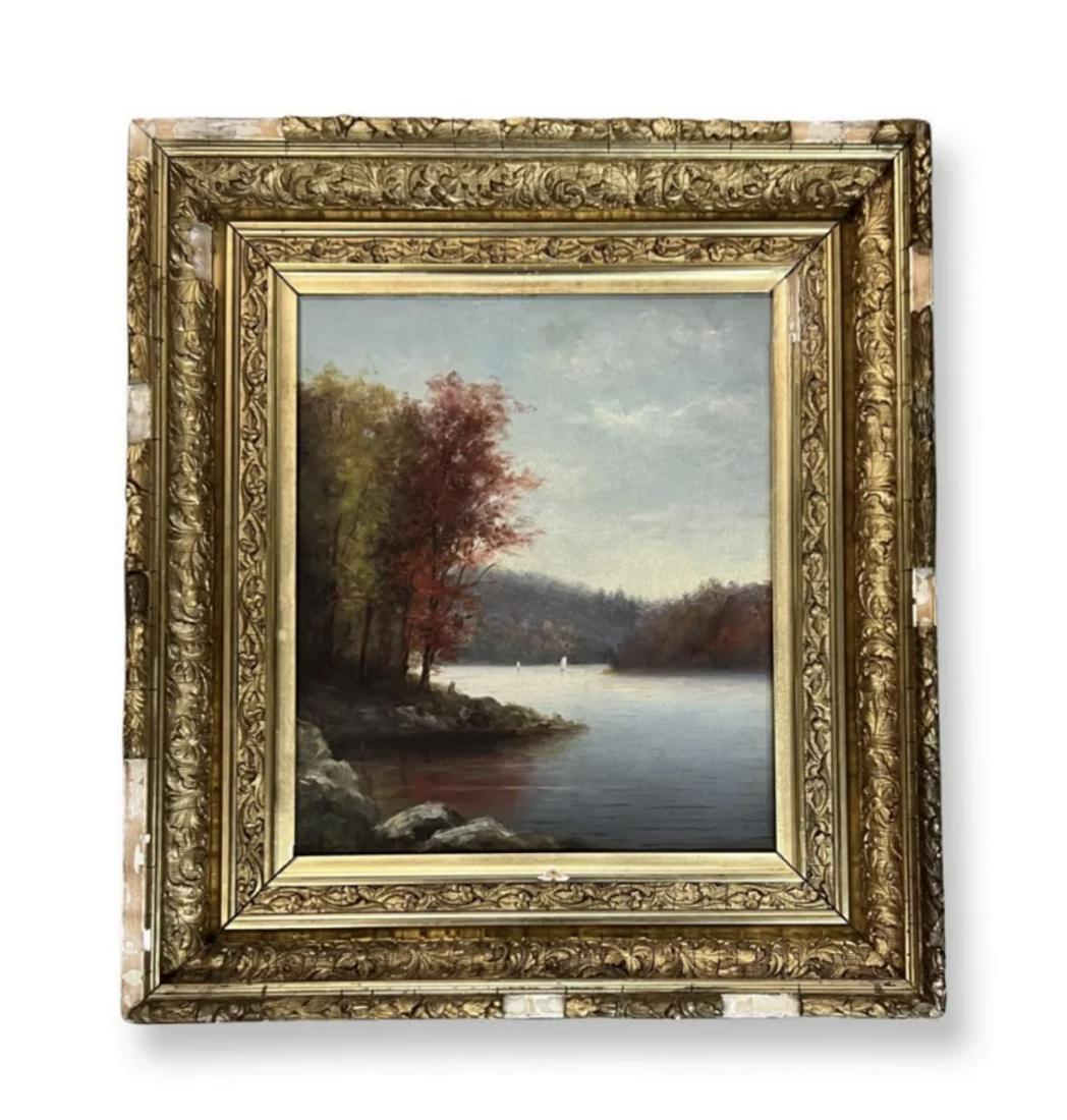 Wesley Elbridge Webber (1841 - 1914) American: Wesley Elbridge Webber (1841 - 1914) Oil on Canvas , Signed , measures 13" x 11" , c/framed 20" x 18"