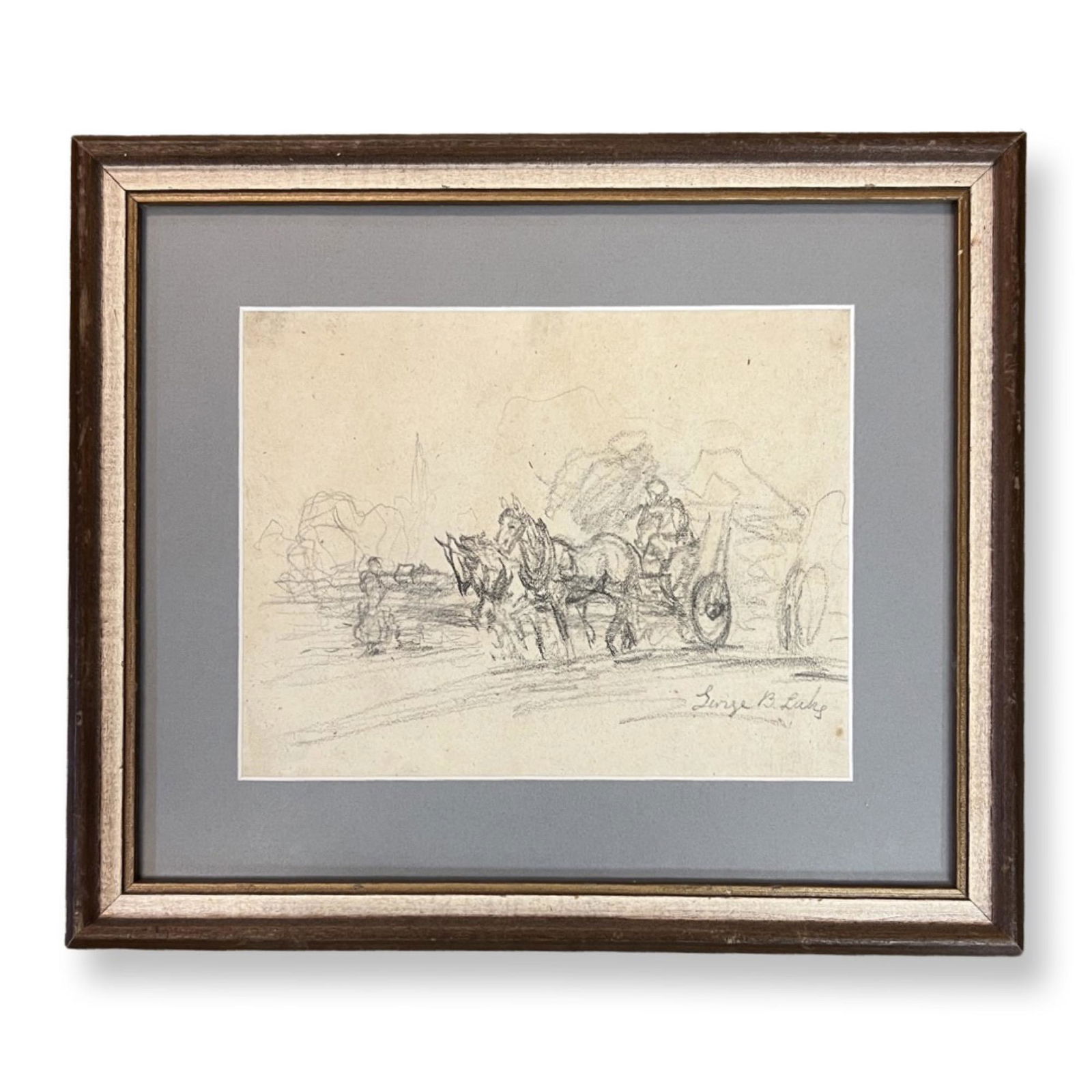 George Benjamin Luks (1867 - 1933) American: George Benjamin Luks (1867 - 1933), Charcoal on paper , Signed ,measures 7" x 9" , c/framed 12" x 14"