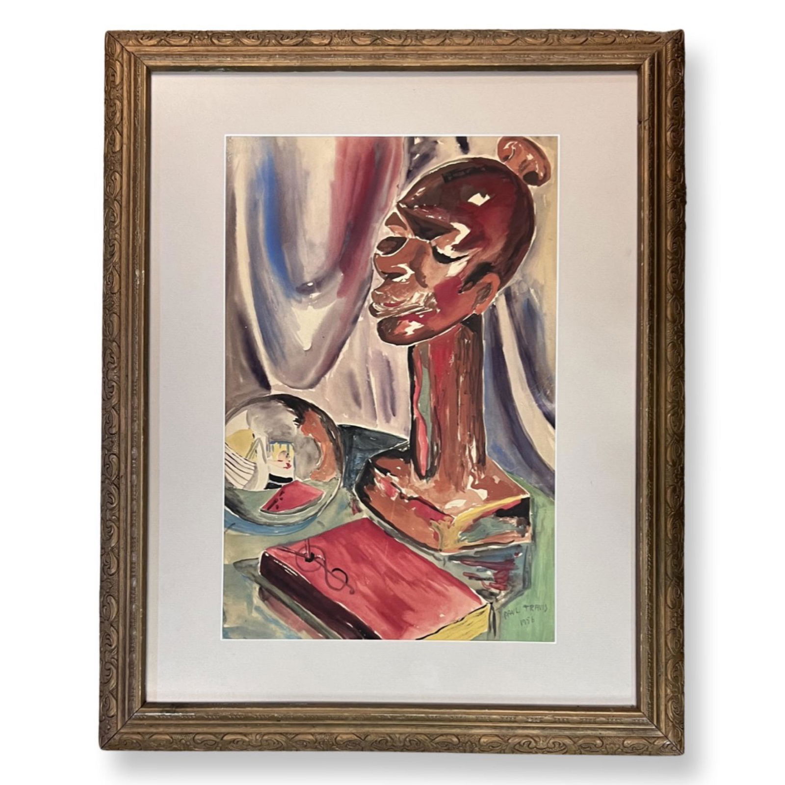 Paul Bough Travis (1891 - 1975) American: Paul Bough Travis (1891 - 1975) , Mixed media on paper , Signed , measures 17" x 11" , w/ frame 25" x 20"