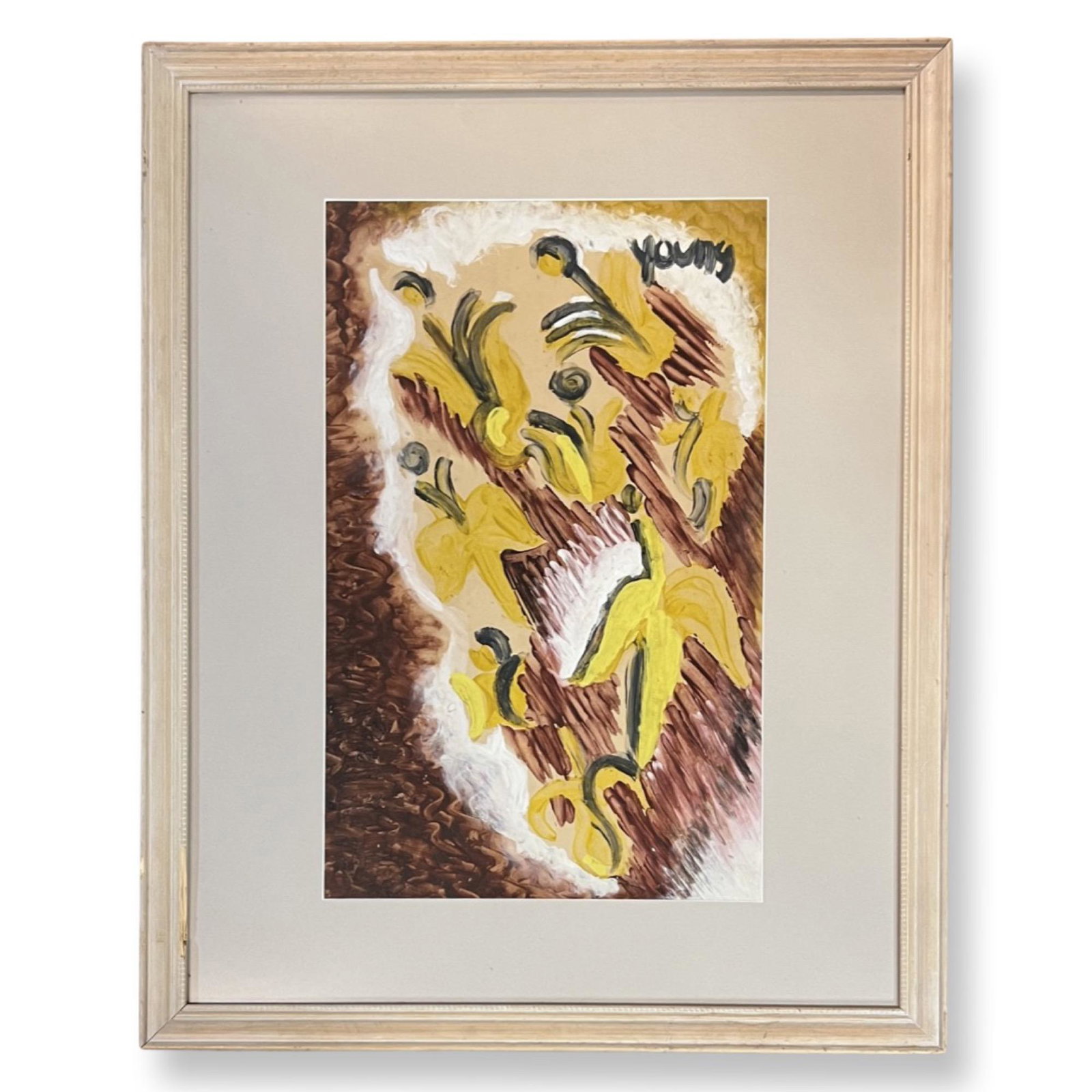 Purvis Young (1943 - 2010) American (Florida): Purvis Young (1943 - 2010) Abstract Composition , Oil on Paper , Signed , measures 21.5" x 13.5" , w/frame 30" x 24"