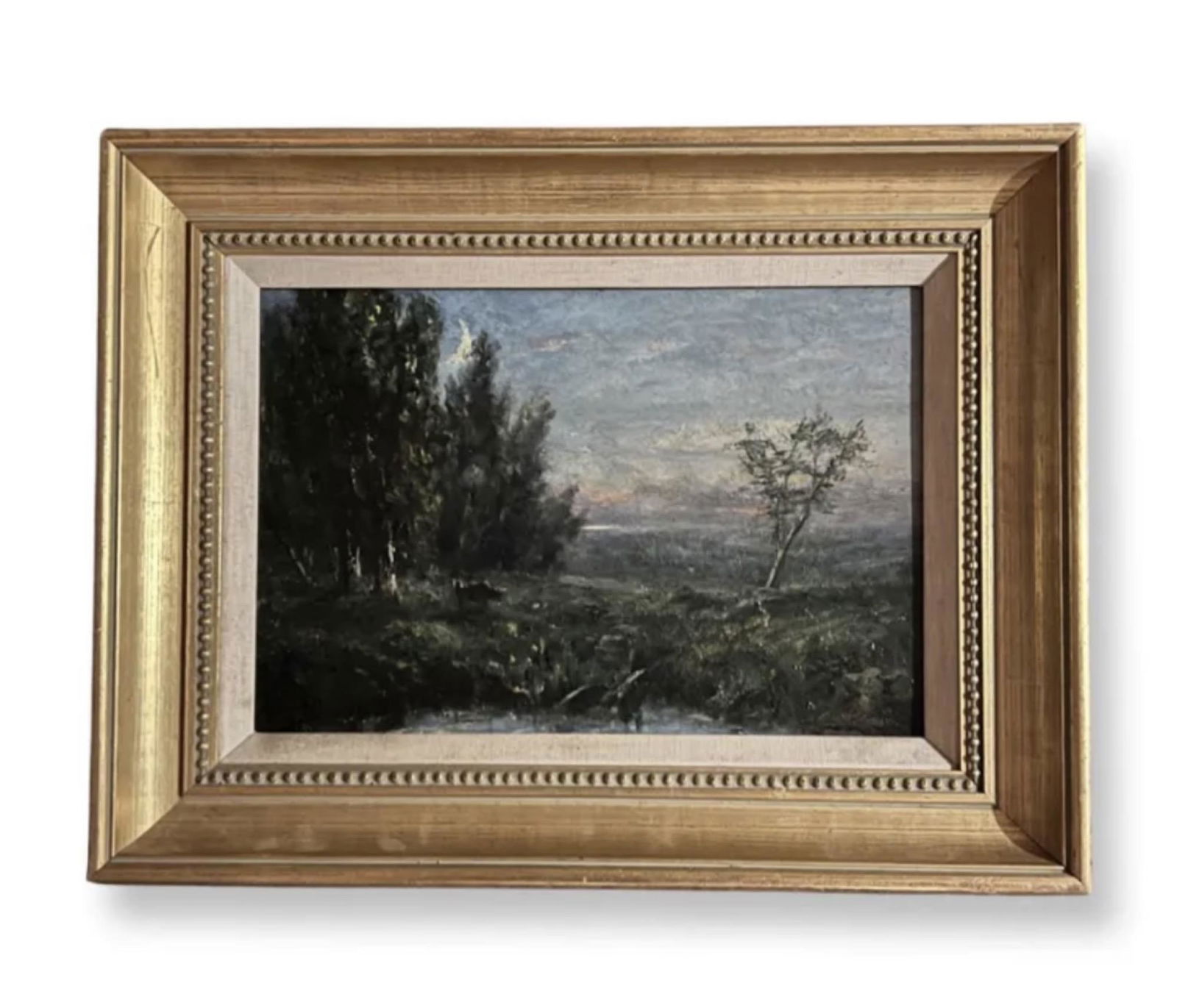 David Johnson (1827 - 1908) American: David Johnson (1827 - 1908) Oil on wood panel, Signed Monogram , measures 9 " x 13" , c/framed 14" x 19"