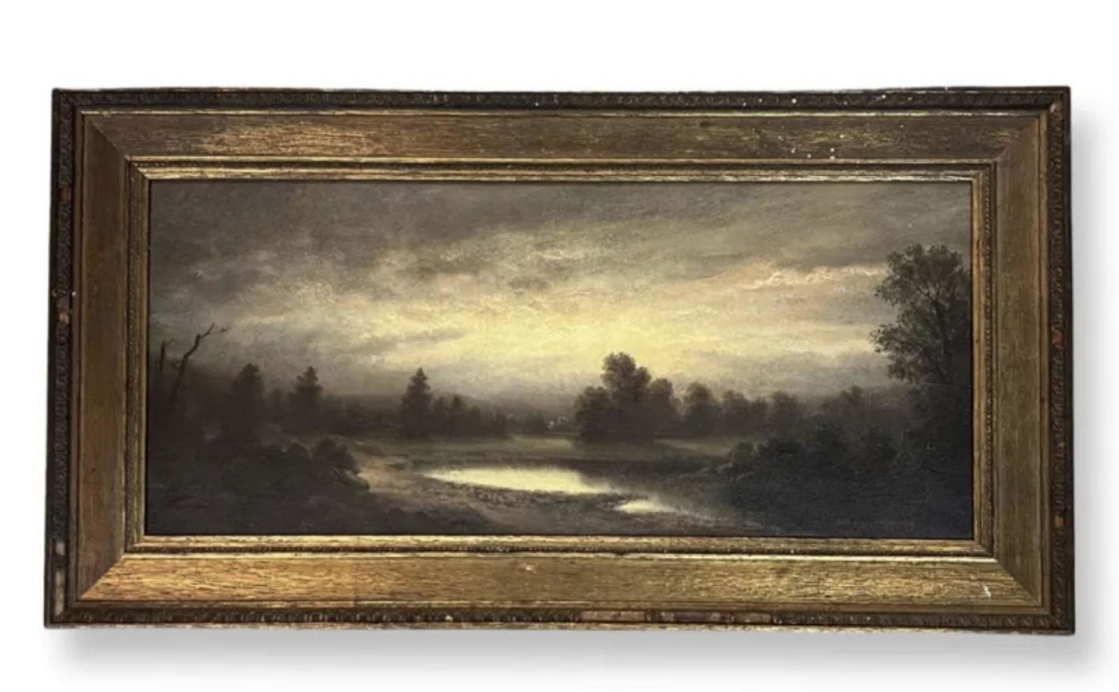 John Francis Murphy (1853 - 1921) American: John Francis Murphy (1853 - 1921) Spring, circa 1870, Oil on Panel , Signed , measures ,18.5" X 8" , W/FRAME 22" X 12"