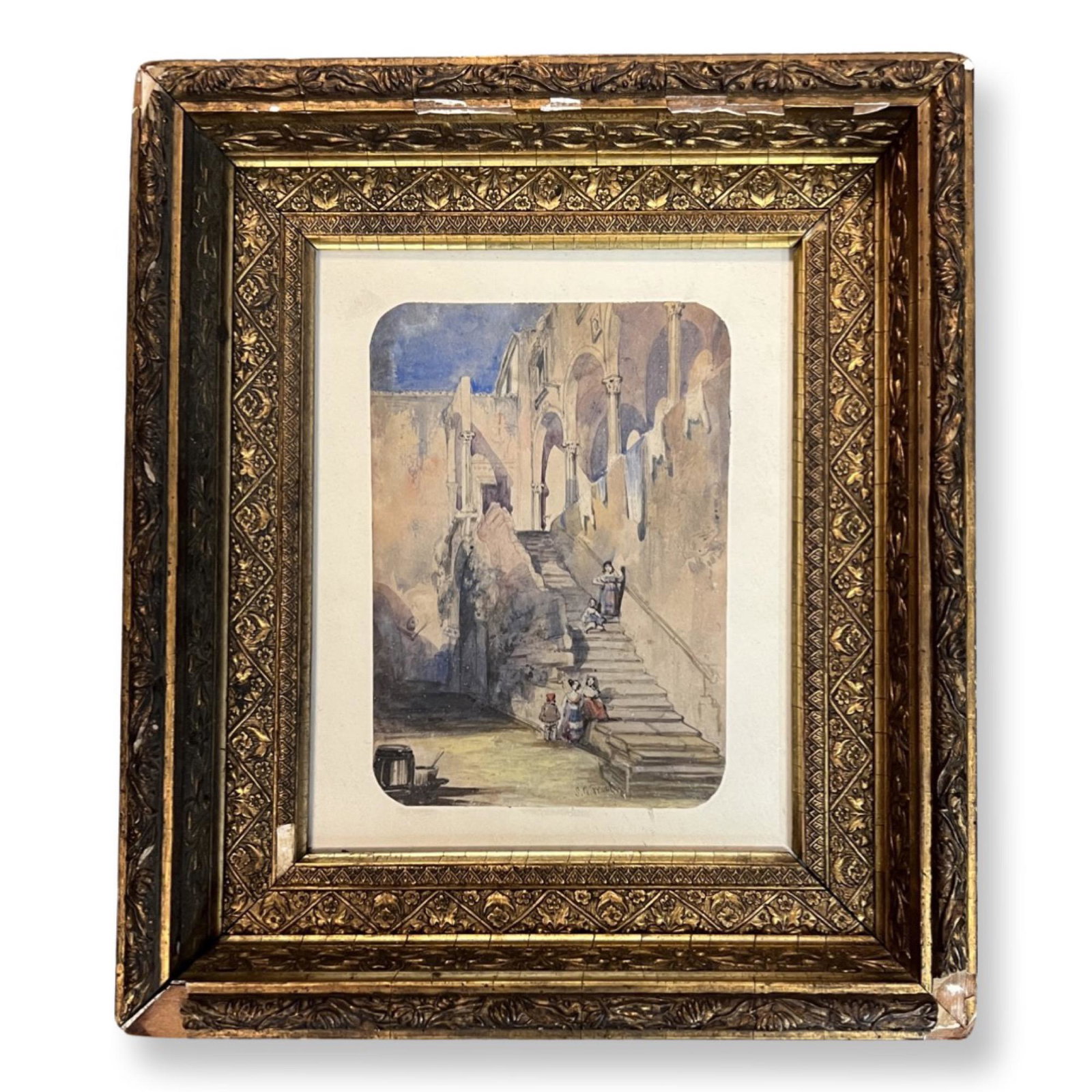 Samuel Prout (1783 - 1852) United Kingdom: Samuel Prout (1783 - 1852) United Kingdom , watercolor on paper, Signed , measures 8.5" x 5" , 14.5" x 12.5"