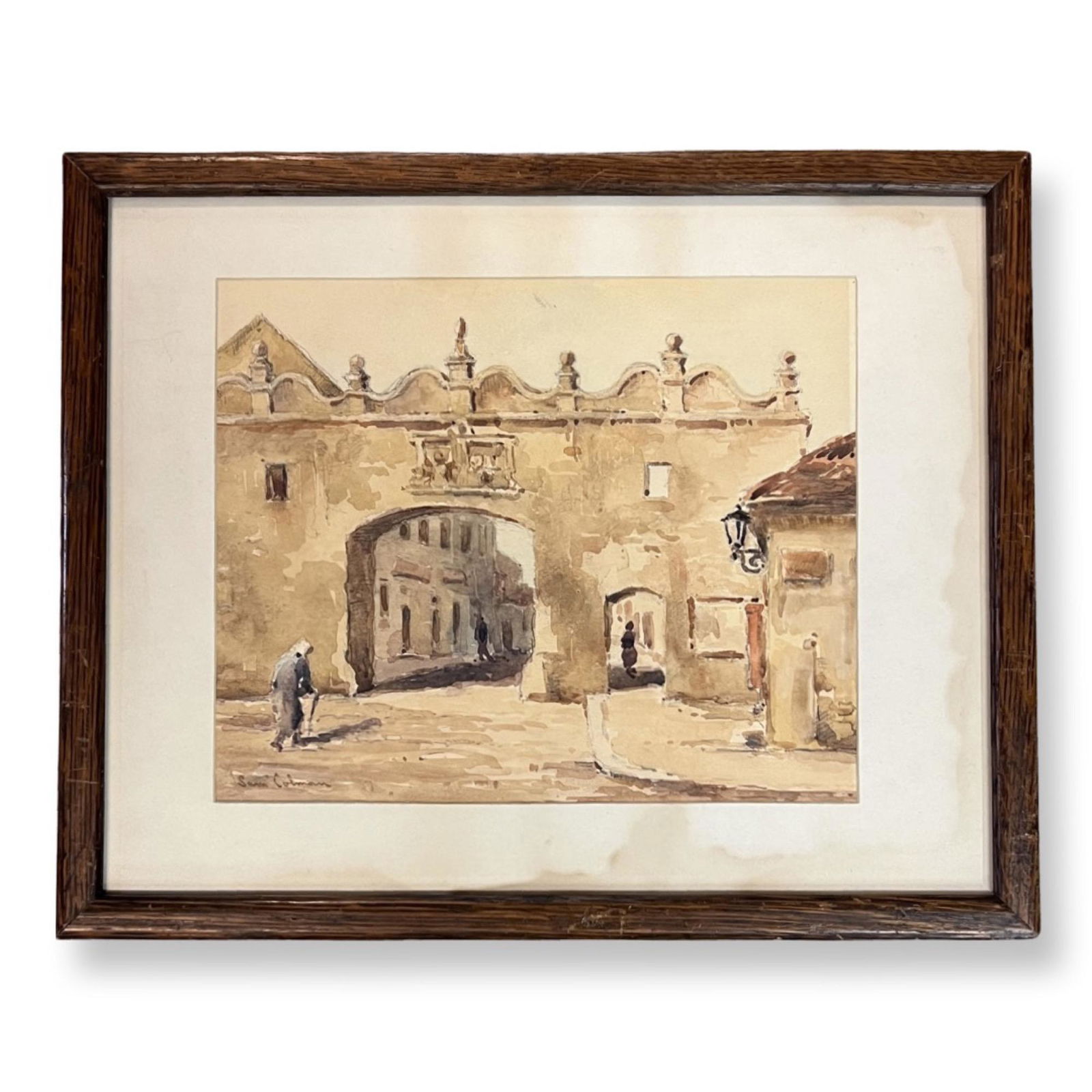 Samuel Colman (1832 - 1920) American: Samuel Colman (1832 - 1920) Watercolor and pencil on paper , Signed , measures 8.5" x 10.5" ,w/frame 13" x 16"