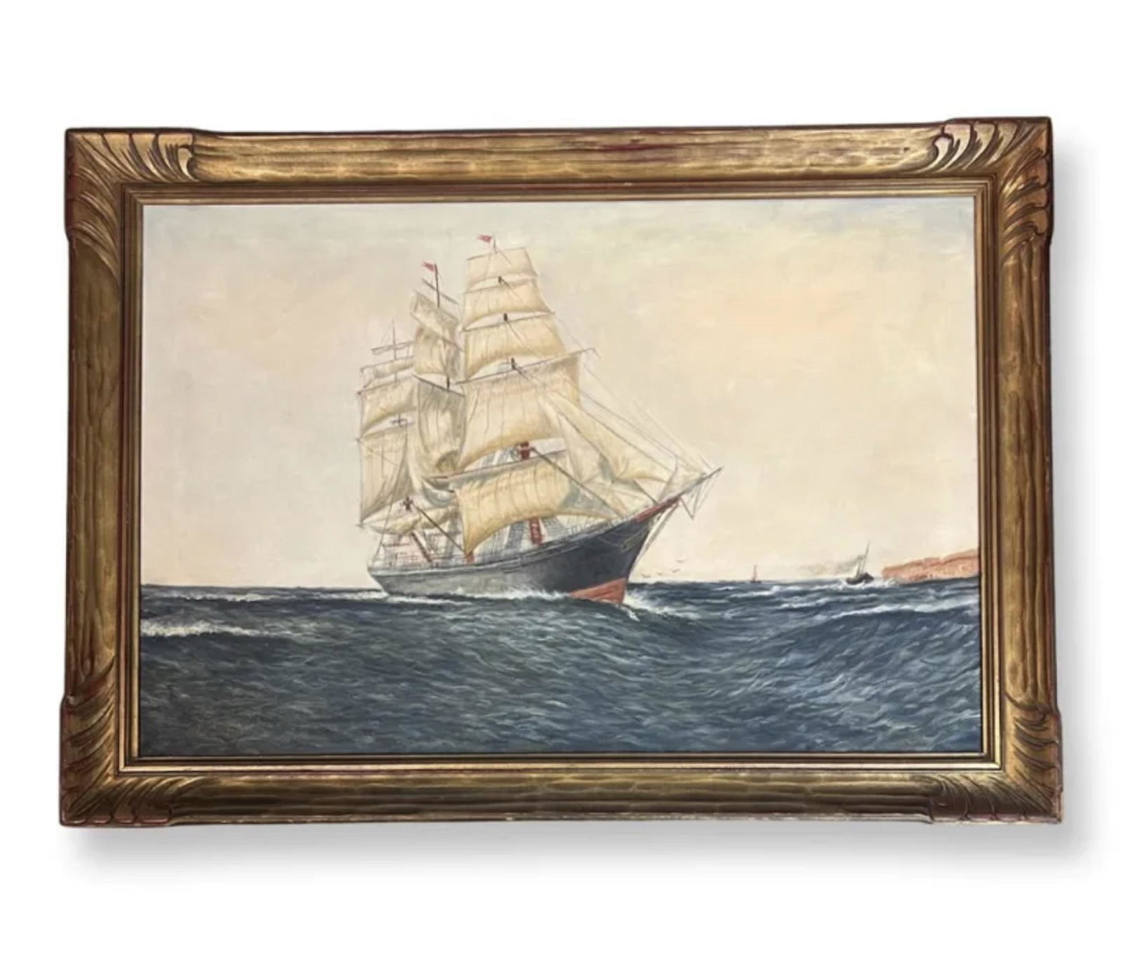 William Frederick Paskell (1866 - 1951) American: William Frederick Paskell (1866 - 1951) " Clipper Ship " Oil on Canvas , Signed , measures , 24" x 36" , w/frame 29.5 x 39.5"