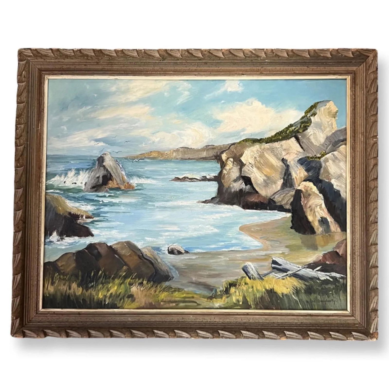 Paul Dougherty (1877 - 1947) American: Paul Dougherty (1877 - 1947) " COASTAL" Oil on board , Signed , measures 19.5" x 26" , w/frame 24" x 30.5"