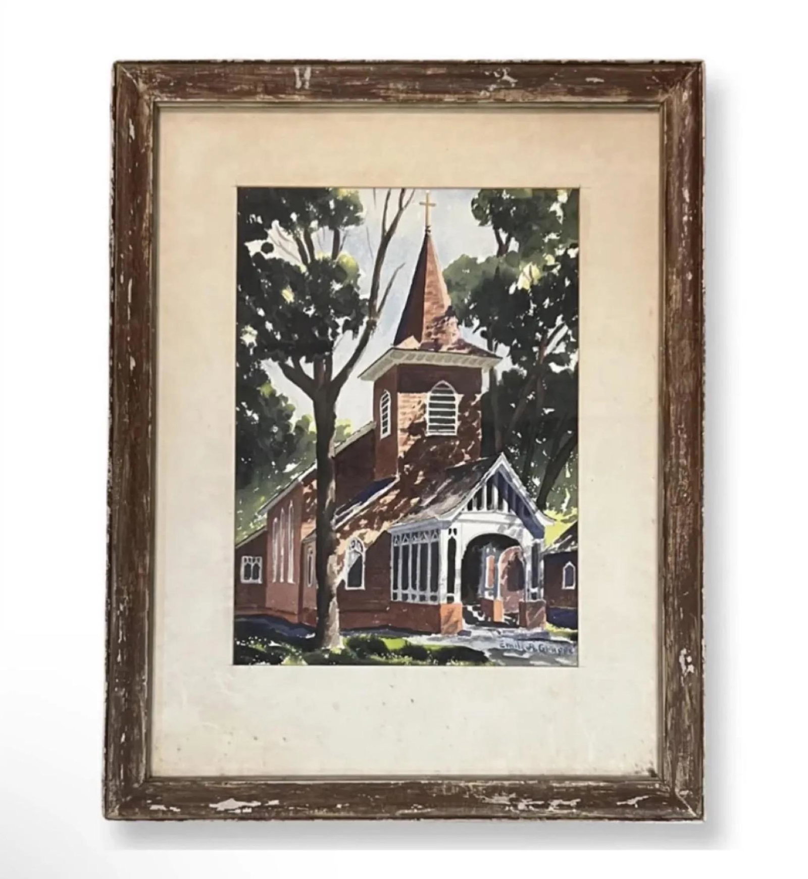 Emile Albert Gruppe (1896 - 1978) American: Emile Albert Gruppe (1896 - 1978) , Watercolor on paper , Signed , measures 14 x 10 inches w/frame 22.5 x 17