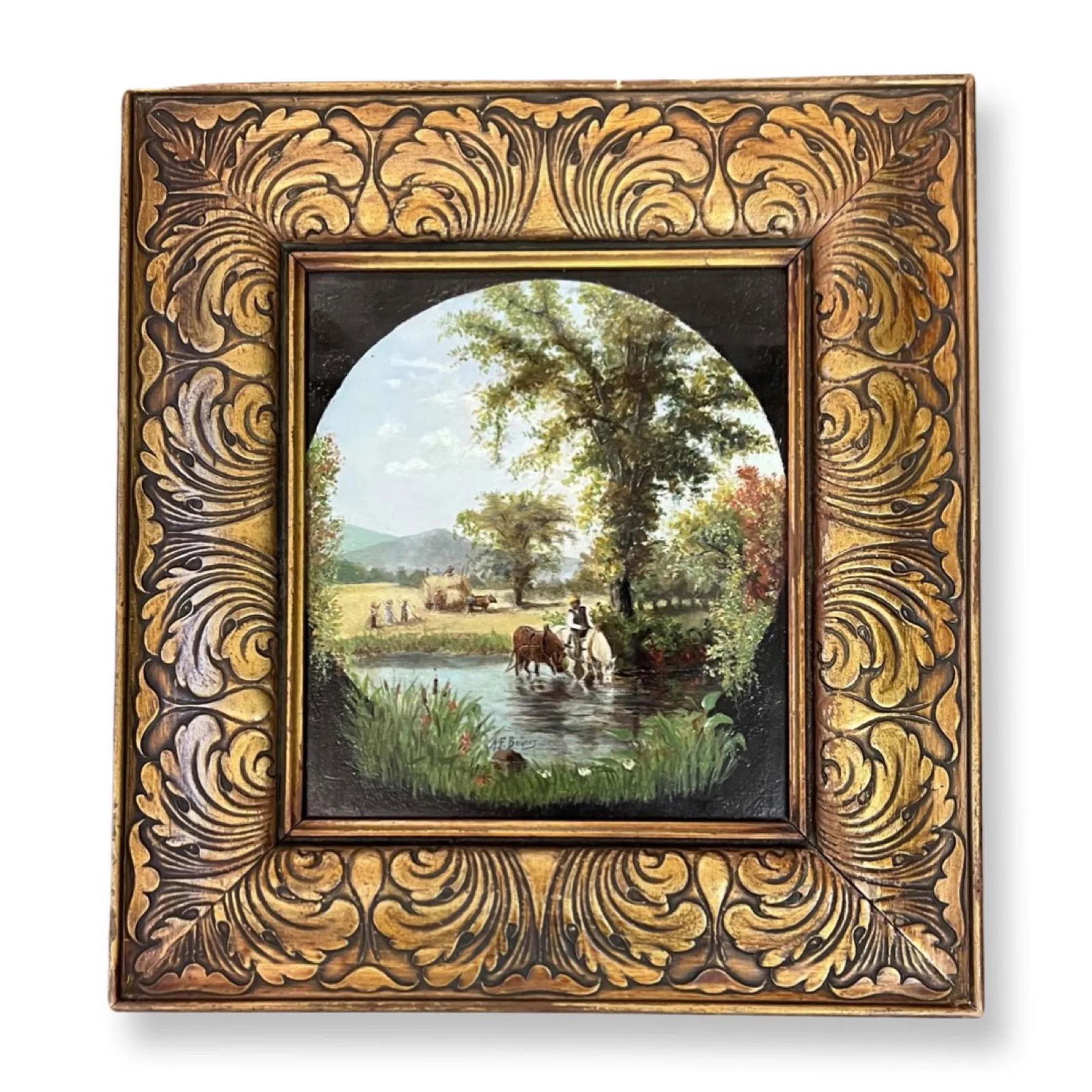 Albert Fitch Bellows (1829 - 1883) American / Belgium: Albert Fitch Bellows (1829 - 1883) , Oil on board , Signed , measures 9.5" x 8"