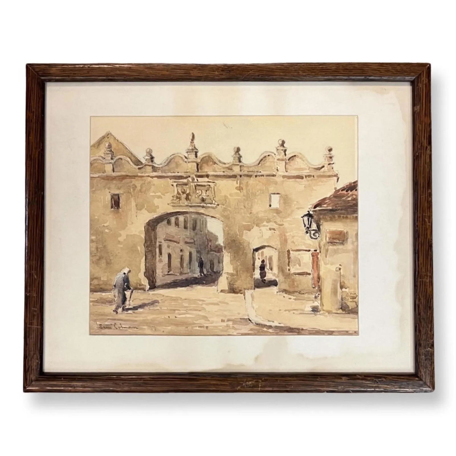 Samuel Colman (1832 - 1920) American: Samuel Colman (1832 - 1920) Watercolor and pencil on paper , Signed , measures 8.5" x 10.5" ,w/frame 13" x 16"