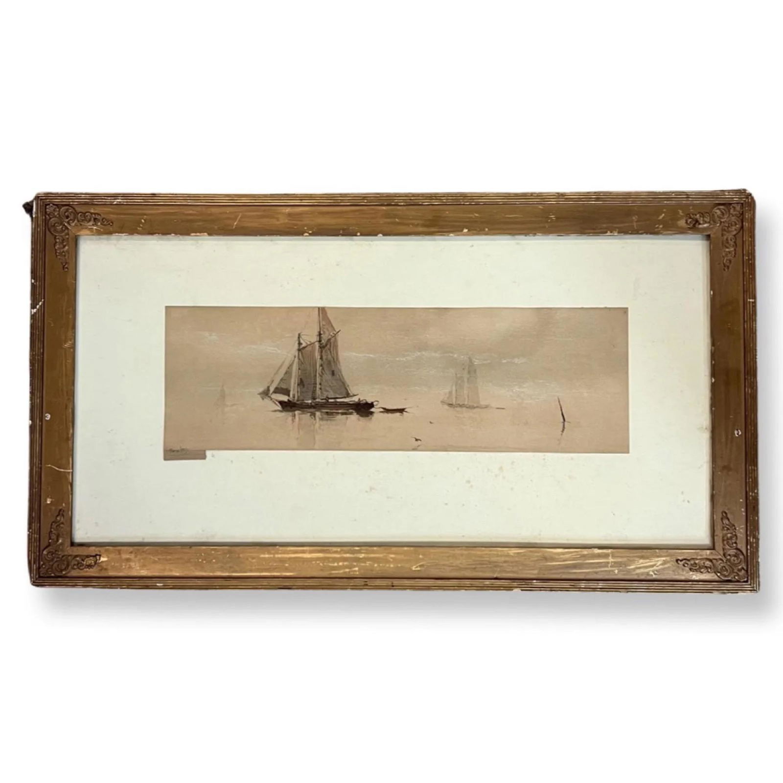 Clarence E. Braley (1854 - 1927) American: Clarence E. Braley (1854 - 1927) American , Watercolor on paperboard ,Signed ,measures , 4.5" x 14" , w/frame , 12" x 23"