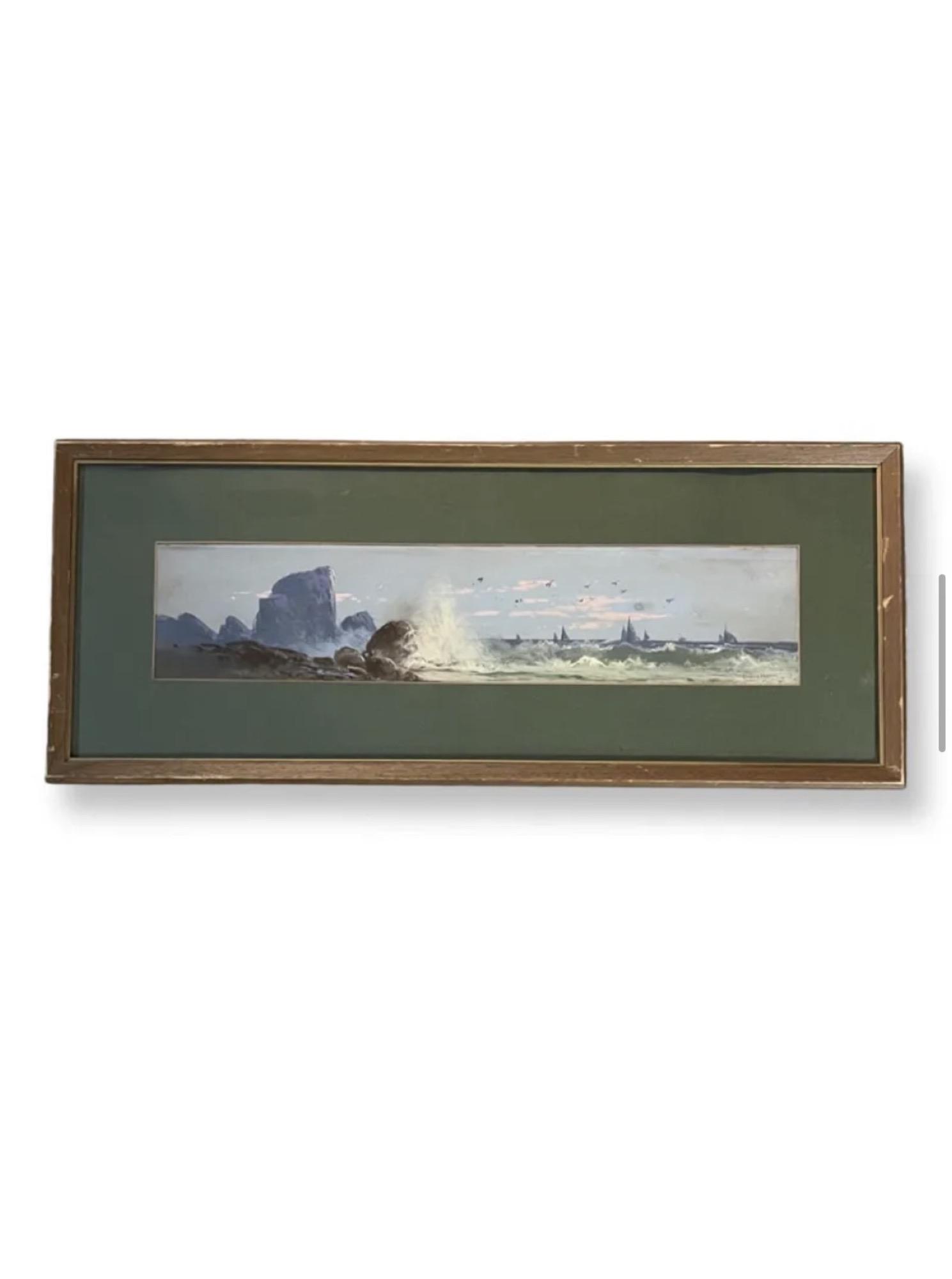 Clarence E. Braley (1854 - 1927) American: Clarence E. Braley (1854 - 1927) Pastel on paperboard , Signed , measures 23.5" x 5" , w/frame 30.5" x 12"