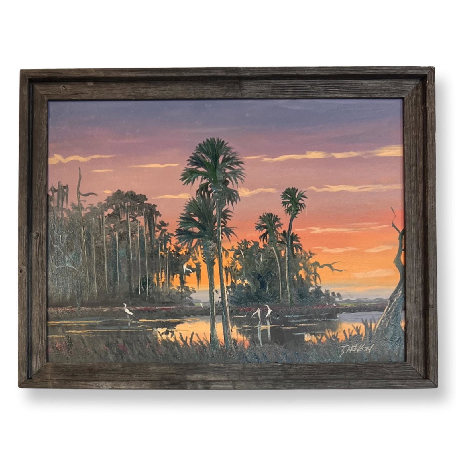 Tracy Newton (21st. Century) American: Tracy Newton (21st. Century) "HIGHWAYMEN"Oil on Masonite , Signed , measures , 18" x 24" w/frame 21" x 27"