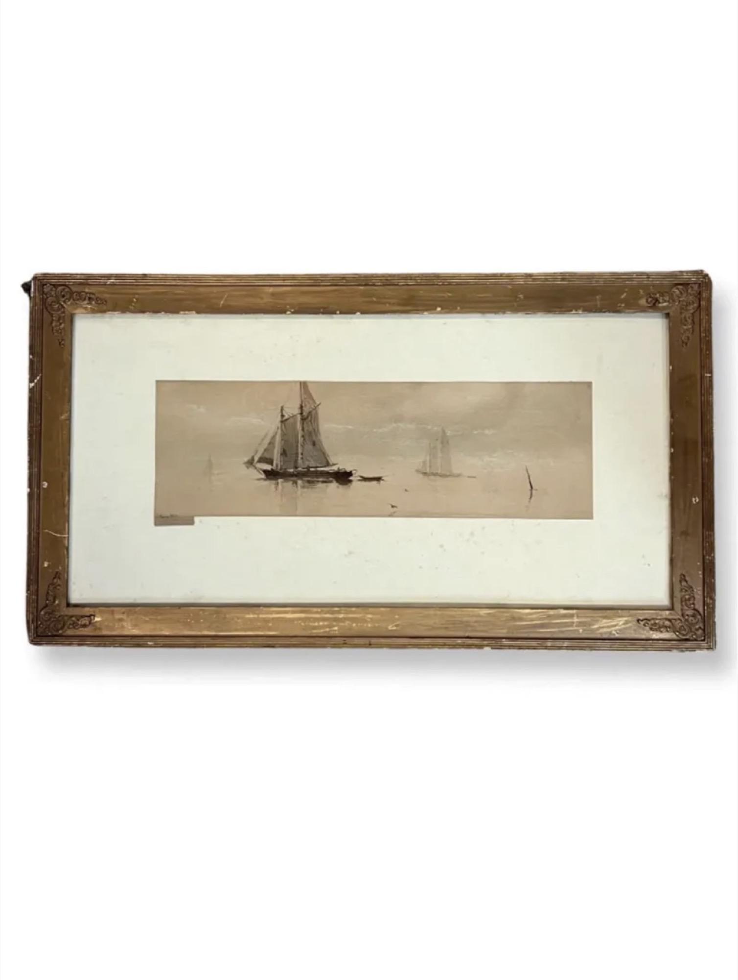 Clarence E. Braley (1854 - 1927) American: Clarence E. Braley (1854 - 1927) American , Watercolor on paperboard ,Signed ,measures , 4.5" x 14" , w/frame , 12" x 23"