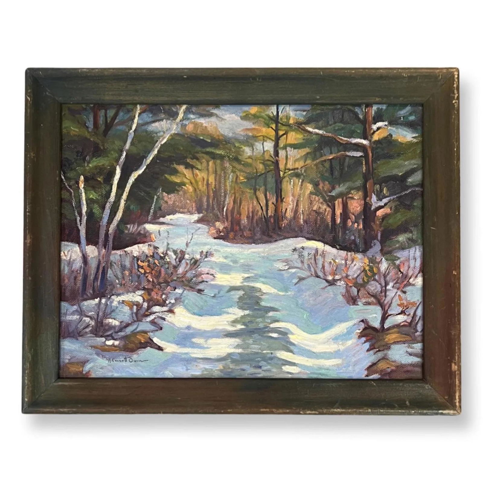 Robert Emmett Owen (1878 - 1957) American: Robert Emmett Owen (1878 - 1957) Oil on canvas board , Signed , measures 15.5" x 20.5" , w/frame 19.5" x 29.5"+D32