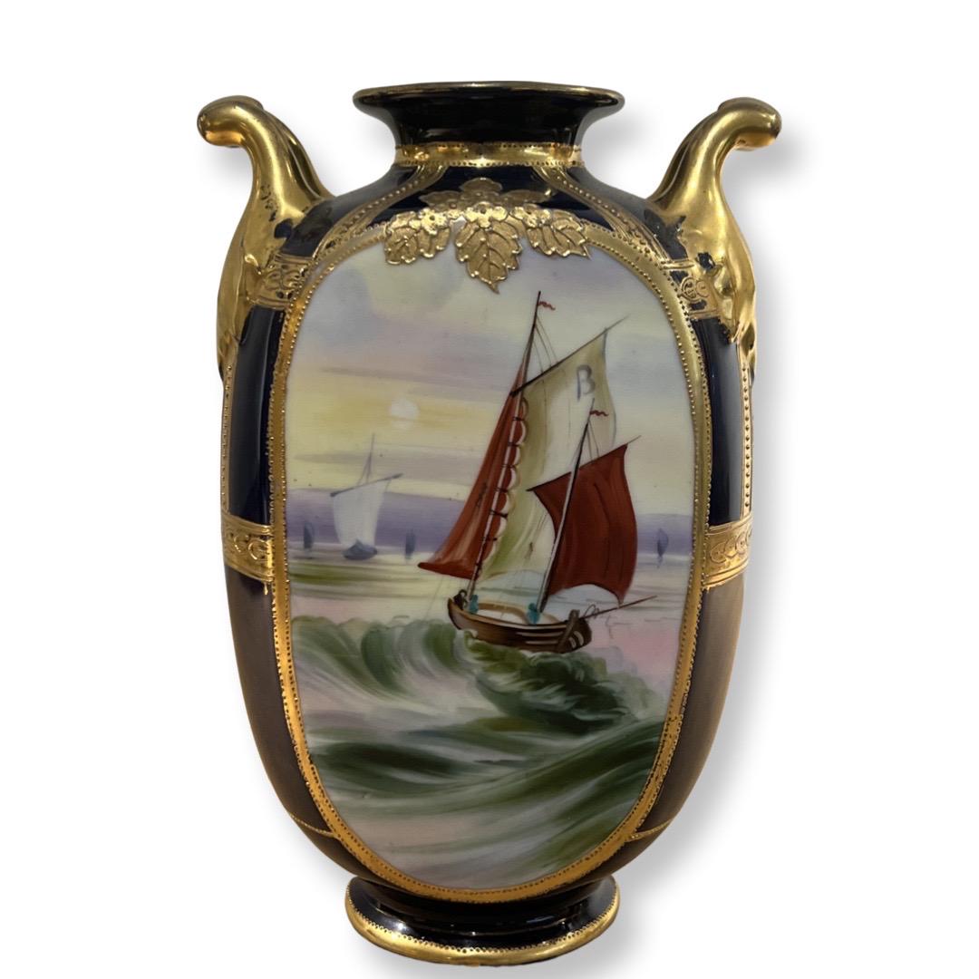 Antique Nippon Hand Painted Porcelain Vase (1 of 3)