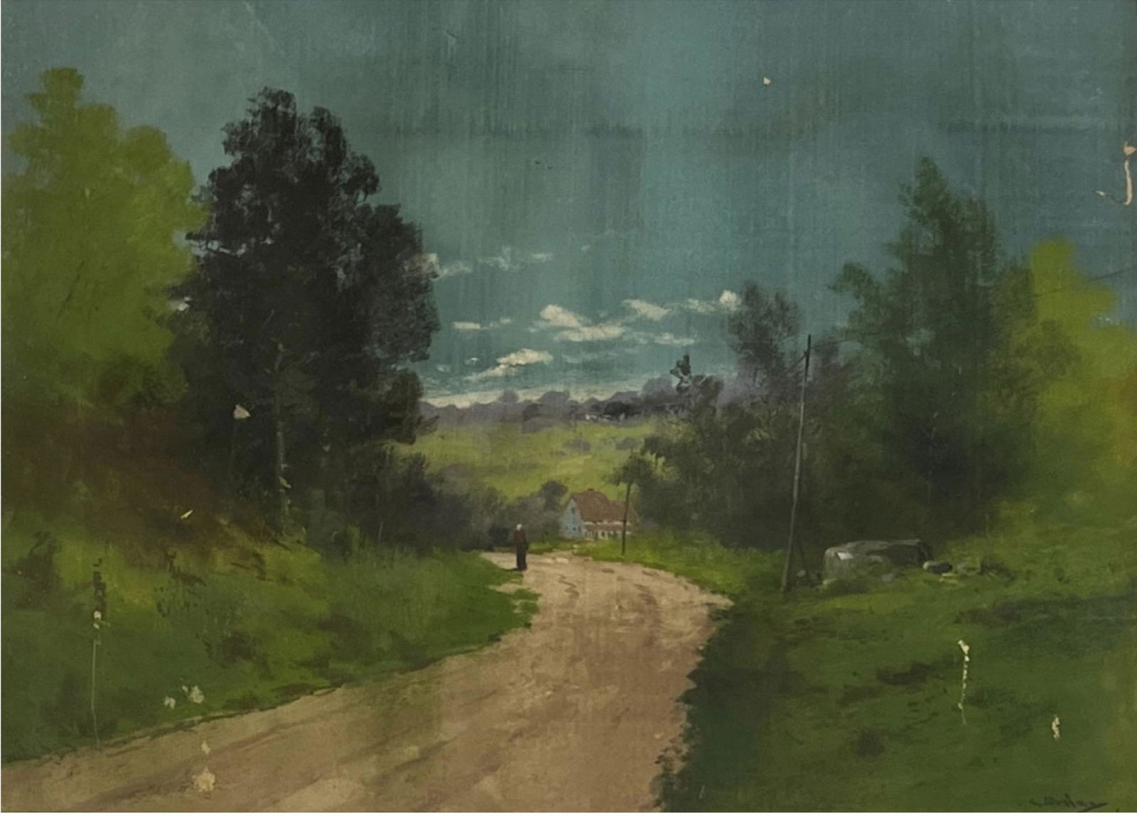 Clarence E. Braley (1854 - 1927) American: Clarence E. Braley (1854 - 1927) Pastel on paper , Signed , measures