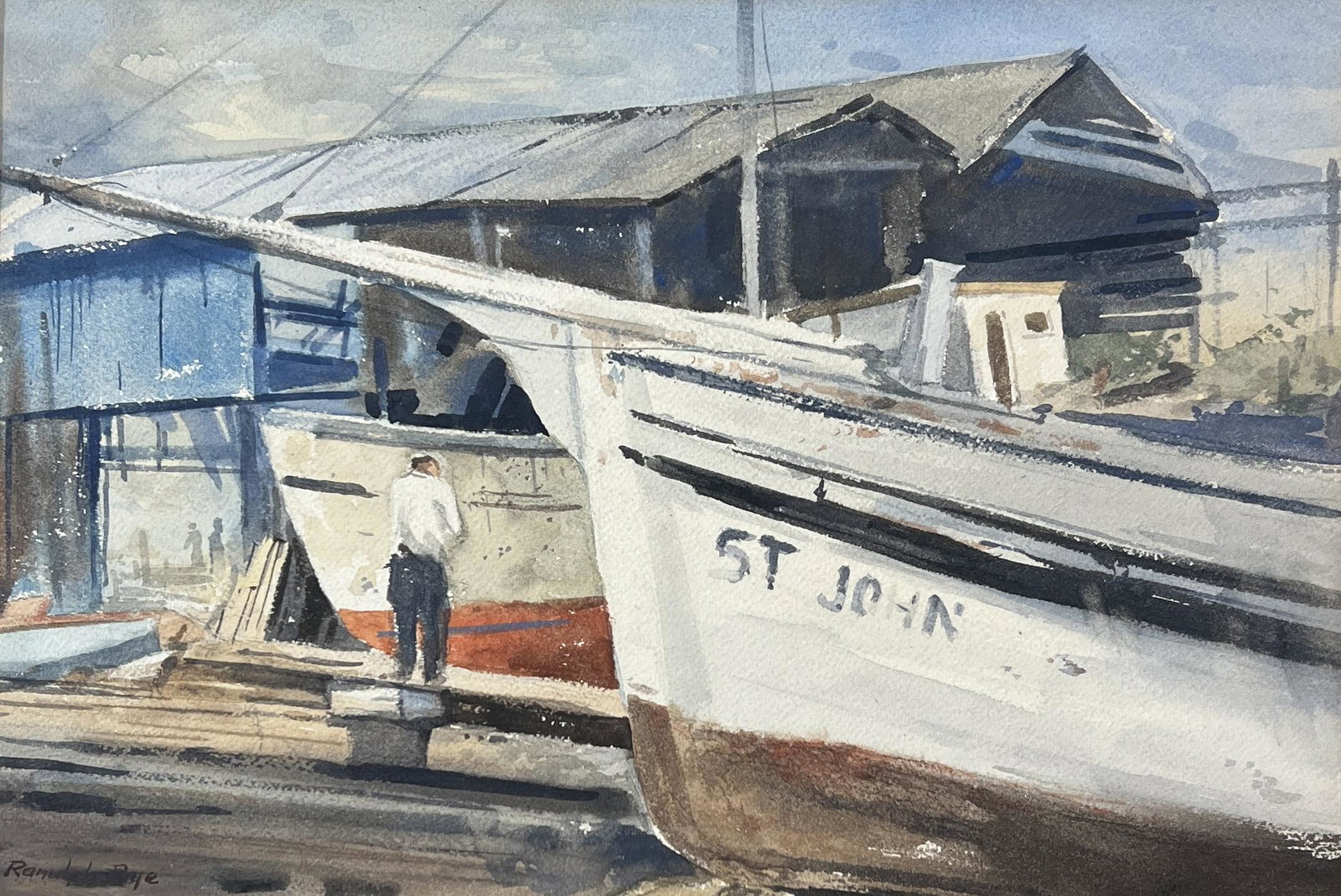 Ranulph (De Bayeux) Bye (1916 - 2003) American: Ranulph (De Bayeux) Bye (1916 - 2003) Watercolor on Paper, Signed, Measures ( 9.5 x 13.5 inches ) w/frame ( 17.5 x 21.5 inches ) Ranulph Bye was born in 1916 in Princeton, NJ. He attended the Philadel