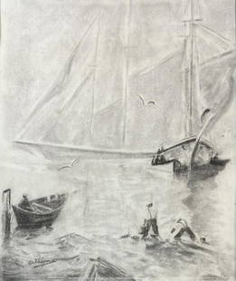 Anthony Thieme (1888 - 1954) American: Anthony Thieme (1888 - 1954) Pencil on paper , Signed , measures 17" x 22" , w/frame 24" x 29" Anthony Thieme was born on February 20, 1888 in Rotterdam, Holland. He studied at the Royal Academy of Fi