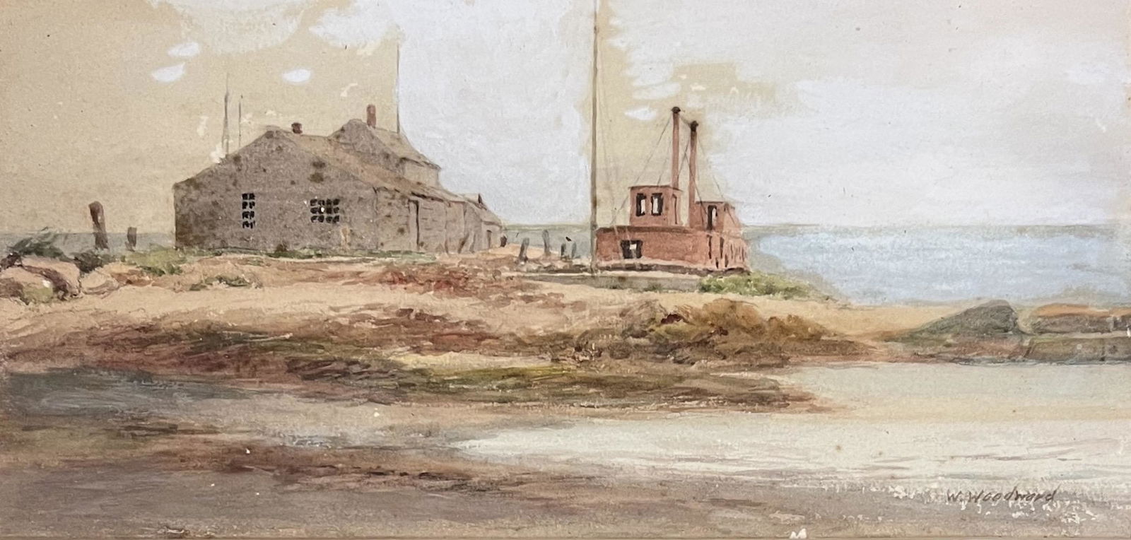 William Woodward (1859 - 1939) American: William Woodward (1859 - 1939) Watercolor on Paper, Signed, Measures (5.5 x 11 inches) w/frame (10 x 15.5 inches) A painter, teacher, sketch artist, etcher, and architect, William Woodward is known pr