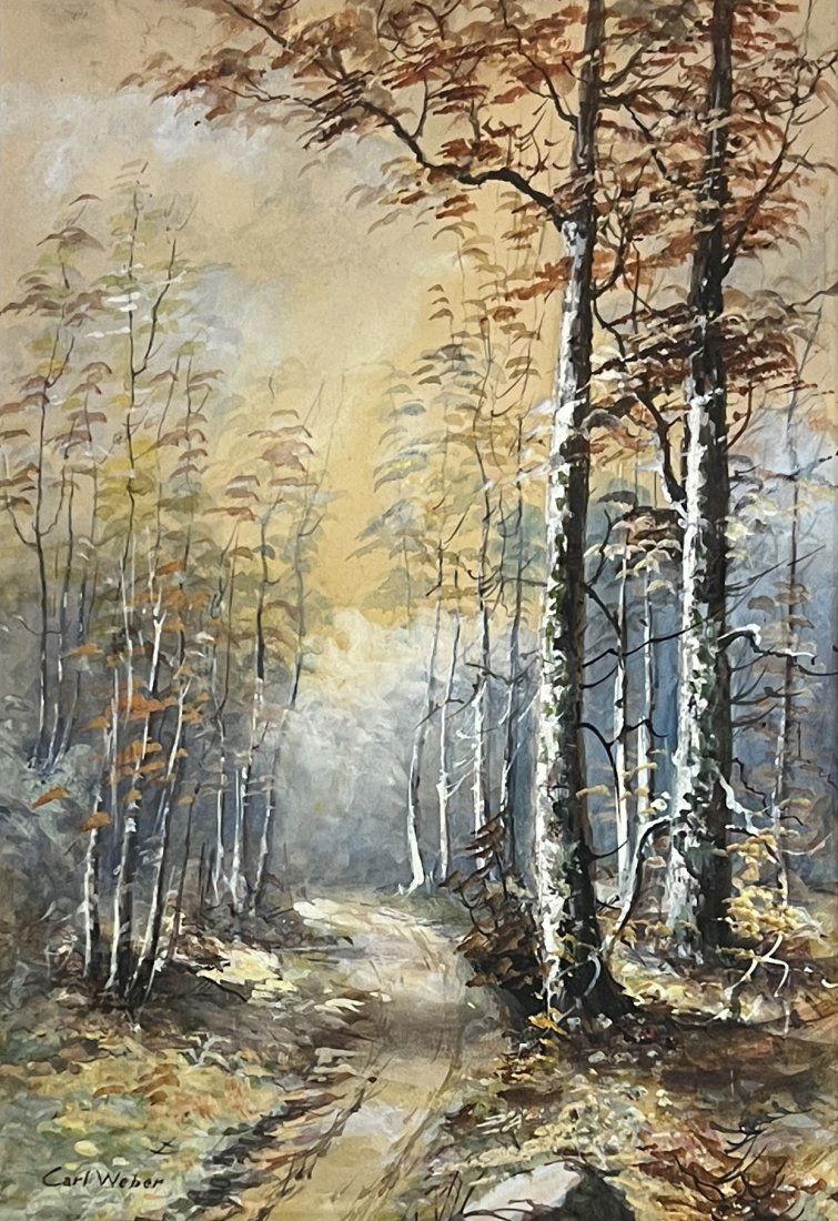 Carl Weber (1850 - 1921) Pennsylvania / Germany.: Carl (C. Weber) Weber (1850 - 1921) Watercolor on paper , Signed ,measures 15 " 10 "Carl C, Weber was born on Oct. 18, 1850, in Philadelphia, the son of Daniel Gottlieb Paul Weber (Paul Weber in commo